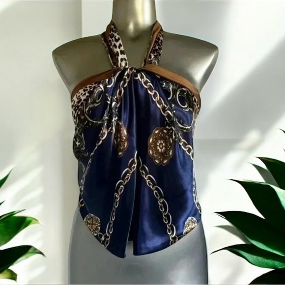 🆕Luxury Satin  Scarf Top - Picture 1 of 16